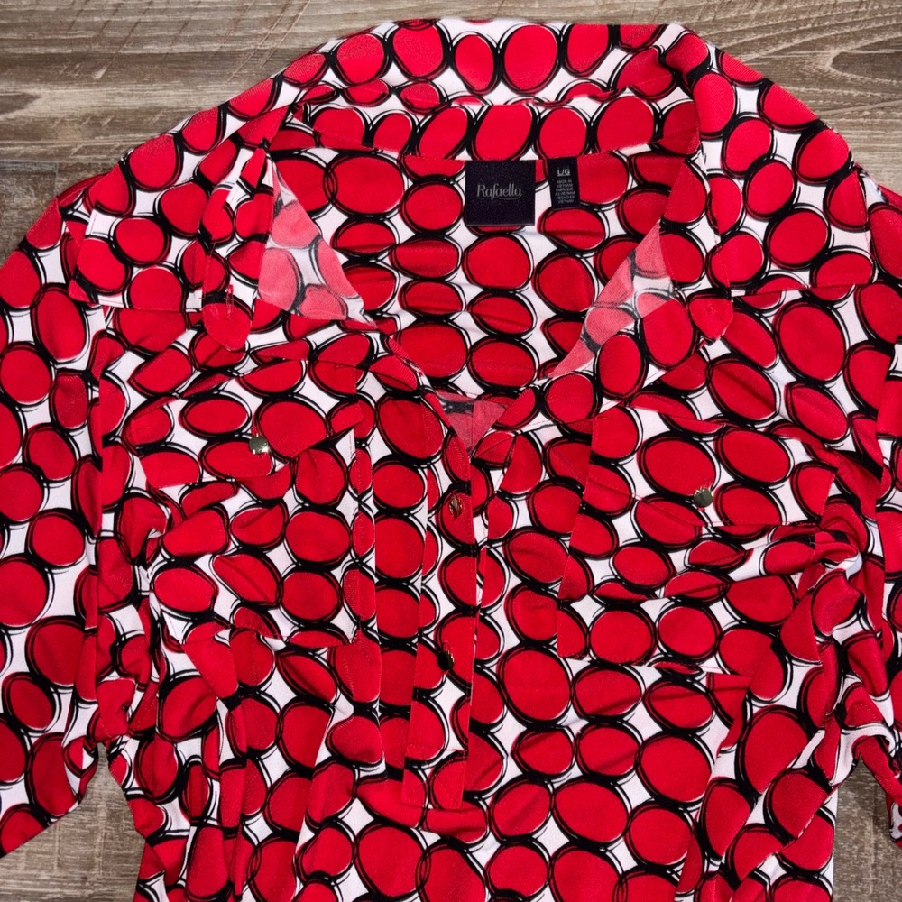 Rafaella Red and White Geometric Wrap Dress - Picture 3 of 3